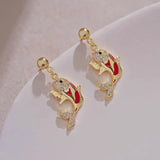 14K Gold-plated Elegant Zircon Goldfish Earrings