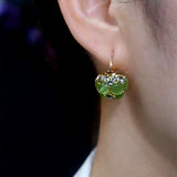 14K Gold-plated Exquisite Opal Flower Basket Earrings