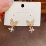 14K Gold-plated Exquisite Zircon Butterfly Earrings