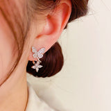 14K Gold-plated Exquisite Zircon Butterfly Earrings