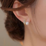 14K Gold-plated Flash Diamond Pearl Stud Earrings