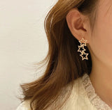 14K Gold-plated Flash Diamond Star Earrings