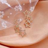 14K Gold-plated Flash Diamond Star Earrings