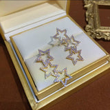 14K Gold-plated Flash Diamond Star Earrings