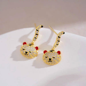 14K Gold-plated Gorgeous Tiger Earrings