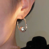 14K Gold-plated Gray Pearl Hoop Earrings