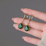 14K Gold-plated Green Crystal Earrings