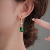 14K Gold-plated Green Crystal Earrings