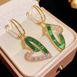 14K Gold-plated Green Love Heart Earrings