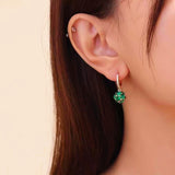 14K Gold-plated Green Rhinestone Earrings