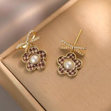 14K Gold-plated Houndstooth Flower Earrings