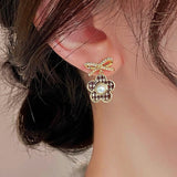 14K Gold-plated Houndstooth Flower Earrings