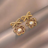 14K Gold-plated Houndstooth Flower Earrings