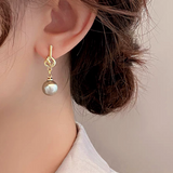 14K Gold-plated Knotted Gray Pearl Earrings