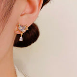 14K Gold-plated Love Heart Star Earrings