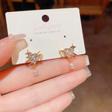 14K Gold-plated Love Heart Star Earrings