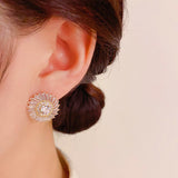 14K Gold-plated Zircon Stud Earrings