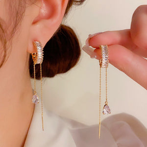 14K Gold-plated Multi-Wear Zircon C Earrings