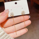 14K Gold-plated Niche Design Camellia Threader Earrings