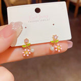 14K Gold-plated Oil Drop Flower Earrings