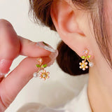 14K Gold-plated Oil Drop Flower Earrings