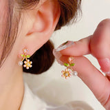 14K Gold-plated Oil Drop Flower Earrings