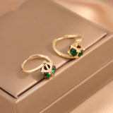 14K Gold-plated One-Carat Green Crystal Earrings