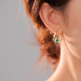 14K Gold-plated One-Carat Green Crystal Earrings