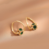 14K Gold-plated One-Carat Green Crystal Earrings