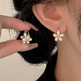 14K Gold-plated Opal Flower Double-Sided Earrings