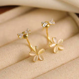 14K Gold-plated Opal Flower Earrings