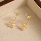 14K Gold-plated Opal Flower Earrings