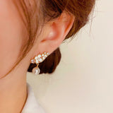 14K Gold-plated Pearl Flower Earrings