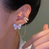 14K Gold-plated Pink Bow Ear Cuff ( Left Ear)