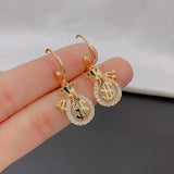 14K Gold-plated Ppal Lucky $ Bag Earrings