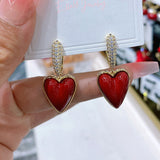 14K Gold-plated Red Heart Earrings