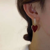 14K Gold-plated Red Heart Earrings