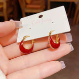 14K Gold-plated Red Oil Drop Earrings