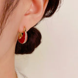 14K Gold-plated Red Oil Drop Earrings