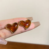 14K Gold-plated Resin Heart-Design earrings