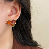 14K Gold-plated Resin Heart-Design earrings