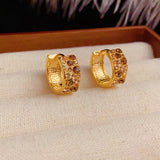 14K Gold-plated Simple And Exquisite Diamond-Encrusted Hoop Earrings