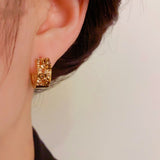 14K Gold-plated Simple And Exquisite Diamond-Encrusted Hoop Earrings