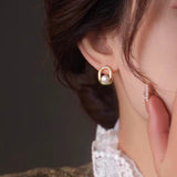 14K Gold-plated Square Artificial Bead Stud Earrings