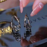 14K Gold-plated Stunning Black Crystal Earrings