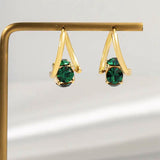 14K Gold-plated Stunning Green Crystal Earrings