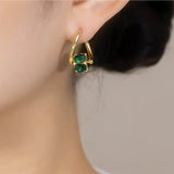 14K Gold-plated Stunning Green Crystal Earrings