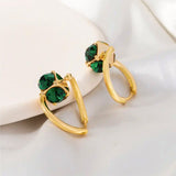 14K Gold-plated Stunning Green Crystal Earrings