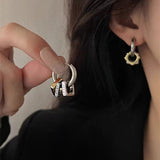 14K Gold-plated Three-ring Heart Earrings