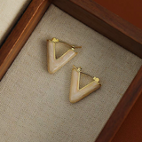 14K Gold-plated V-Shaped Texture Earrings